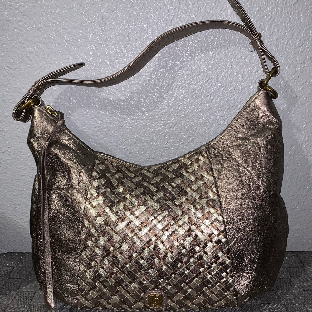 Elliot Lucca Metallic Woven Shoulder Bag